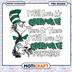 Greenwave Love Themed PNG Design for Instant Download