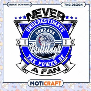 Gonzaga Bulldogs Fan Power PNG Design Instant Download