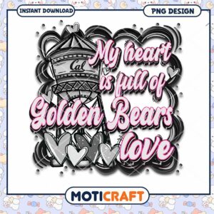 Golden Bears Love Heart Design PNG Instant Download