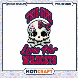 Girl Loves Wildcats Skull Bow PNG Design Download