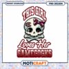 Girl Loves Her Gamecocks Skull and Bow PNG Design
