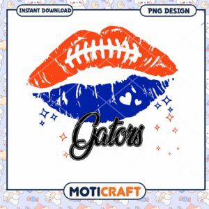 Gators Football Kiss Lip Design PNG Instant Download