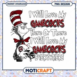 Gamecocks Love Design Fun PNG for Fans and Families