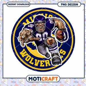 Football Wolverine Design PNG Instant Download Art