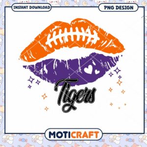 Football Lips Tigers PNG Digital Download Design Art