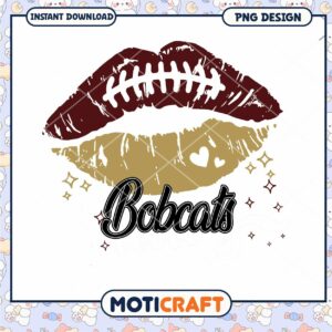 Football Lips Bobcats PNG Design Instant Download Art