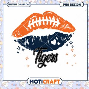 Football Kiss Lips Design for Tigers Fans PNG Download