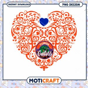 Florida Gators Heart Design PNG Instant Download Art