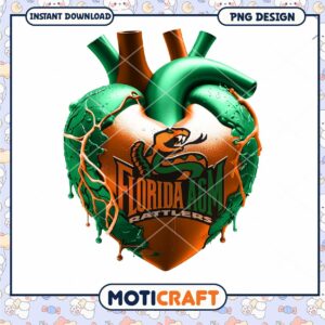 Florida A&M Rattlers Heart PNG Design Instant Download