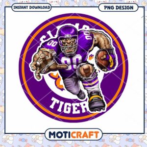 Fierce Tiger Football Player Cartoon PNG Design Download