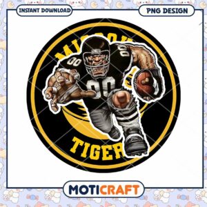 Fierce Football Tiger PNG Design for Instant Download