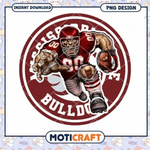 Fierce Bulldog Football Player PNG Instant Download Design
