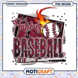 Falcons Baseball PNG Design for Instant Download