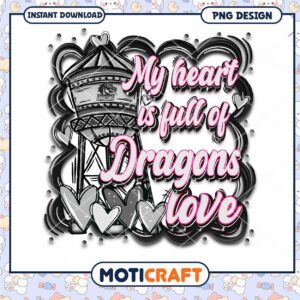Dragons Love Heart Art PNG Instant Download Design