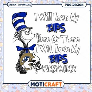 Cute Cat in Hat Zips Love PNG Instant Download Design
