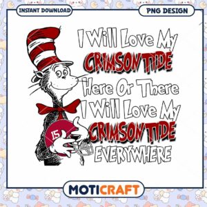 Crimson Tide Love Cat in the Hat PNG Design Download