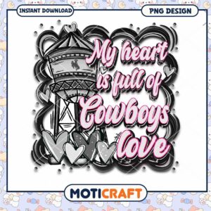 Cowboys Love Heart Design PNG for Instant Download