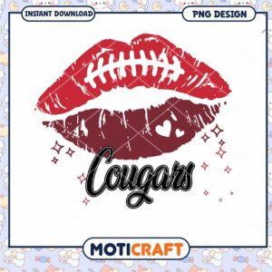 Cougars Lip Print Football PNG Instant Download Design