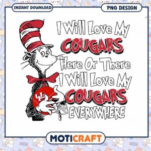 Cougars Love Design PNG Instant Download for Fans