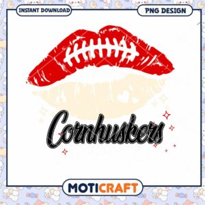 Cornhuskers Football Kiss Lips PNG Instant Download Design