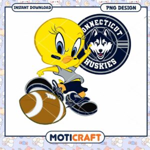 Connecticut Huskies Cartoon PNG Instant Download Design
