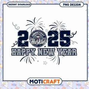 Connecticut Huskies 2025 Happy New Year PNG Design