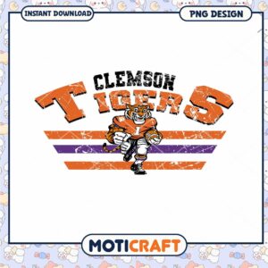 Clemson Tigers Football PNG Design Instant Download Art