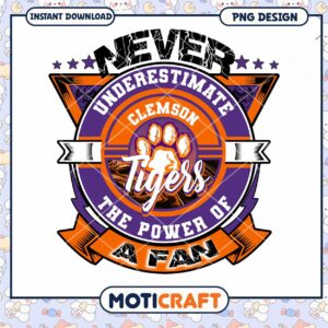 Clemson Tigers Fan Design Never Underestimate Power PNG