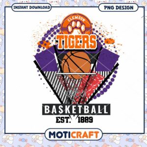 Clemson Tigers Basketball PNG Design Instant Download