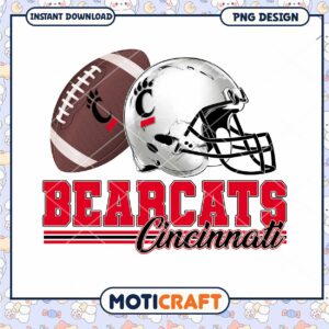 Cincinnati Bearcats Football Helmet and Ball PNG Design