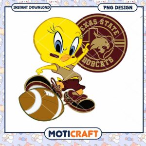 Cheerful Tweety Bird Texas State Bobcats PNG Design