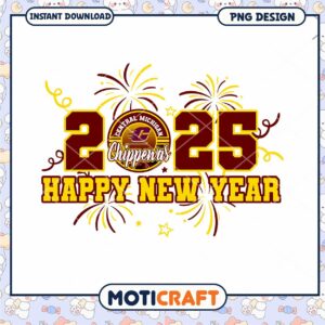 Central Michigan Chippewas Happy New Year 2025 PNG Design