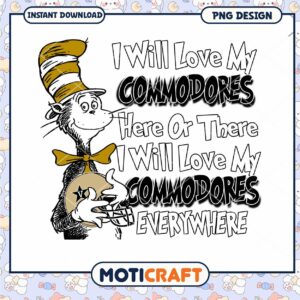 Cat in the Hat Commodores Love Design PNG Download