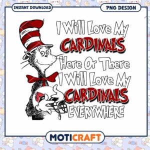 Cardinals Love PNG Design Instant Download for Fans
