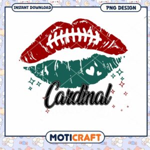 Cardinal Football Lips PNG Design Instant Download