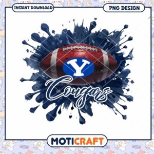 BYU Cougars Football Splash Art PNG Instant Download Design