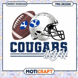 BYU Cougars Football Helmet and Ball PNG Design Download