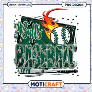Bulls Baseball Instant Download PNG Design Graphic