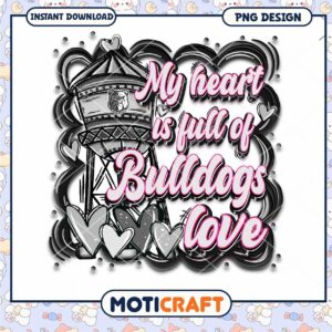 Bulldogs Love Heart Design Instant Download PNG Art