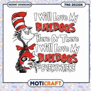 Bulldogs Love Design Instant Download PNG Art Print