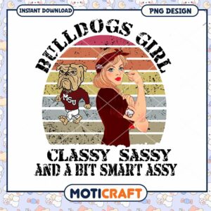Bulldogs Girl Classy Sassy PNG Design for Download