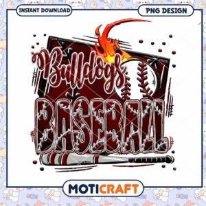 Bulldogs Baseball PNG Graphic Instant Download Design