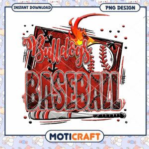Bulldogs Baseball PNG Design for Instant Download Art