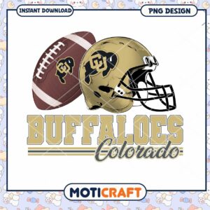 Buffaloes Colorado Football Helmet and Ball PNG Design