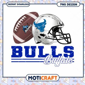 Buffalo Bulls Football Helmet and Ball PNG Design Download