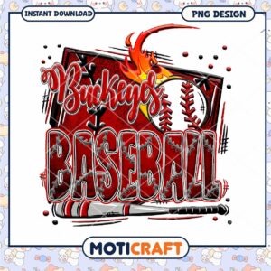 Buckeyes Baseball PNG Design Instant Download Art