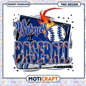 Broncos Baseball PNG Design for Instant Download