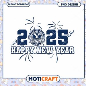 Brigham Young Cougars Happy New Year 2025 PNG Design