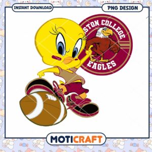 Boston College Eagles PNG Cartoon Football Design Download