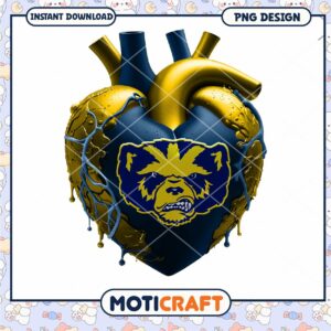 Bold Heart Design with Bear Logo PNG Instant Download